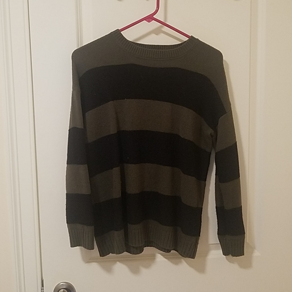 Black and green striped sweater